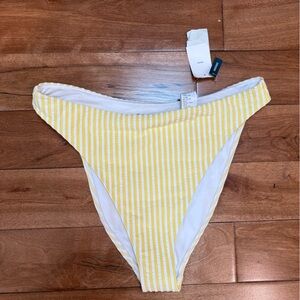 Abercrombie Moderate Swim Bottoms Ribbed Striped Yellow White Size Medium Bikini
